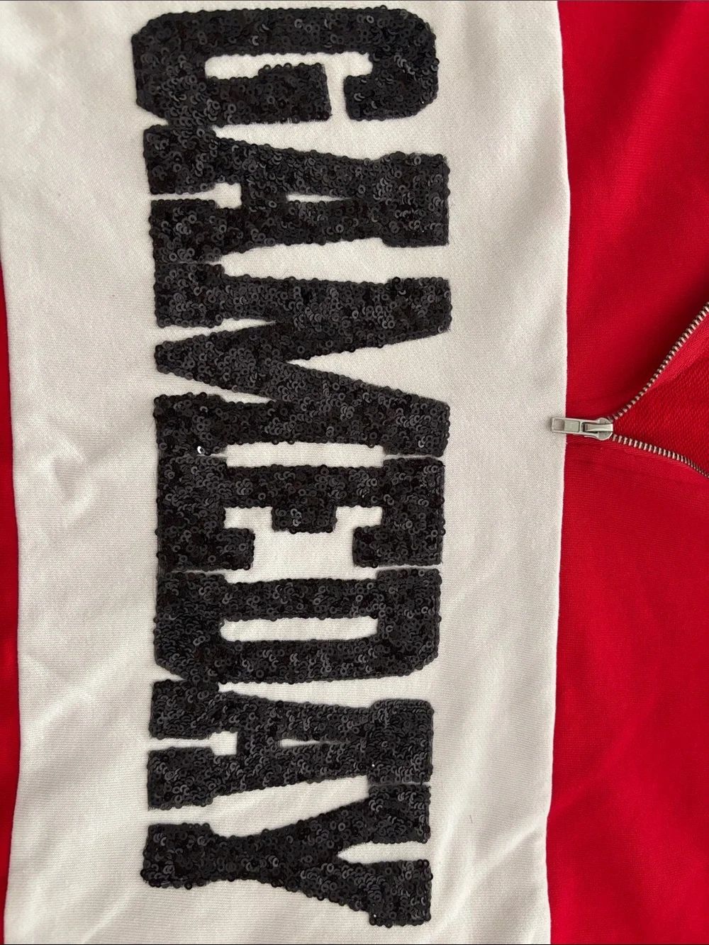 Main Strip Red and White 'GAMEDAY' Half-Zip Sweatshirt
